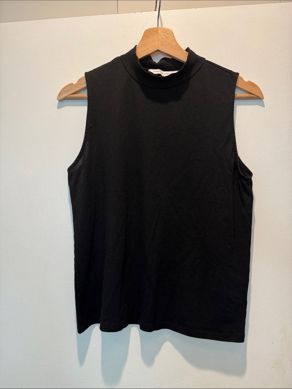 Anthropologie Black Mock-Neck Sleeveless Tank